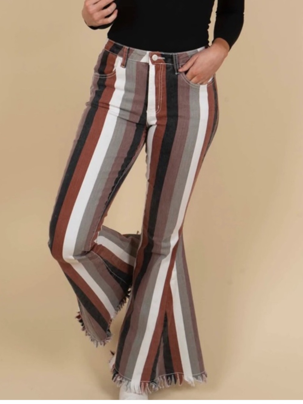 Saints & Hearts Striped Flare Jeans Size Medium